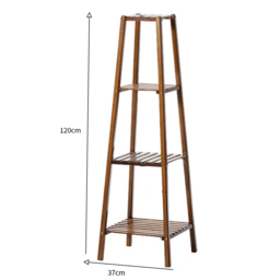Living and Home 4 Shelf Vintage Solid Wood Plant Stand - Size: 37 x 37 x 120cm - Brown - Wilko - thumbnail 5