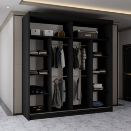 Sliding Wardrobes 4U 2 Sliding Door Black Half Mirrored Wardrobe 203cm - Size: 2 Door - Wilko - thumbnail 5