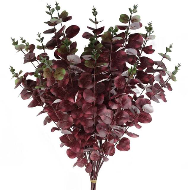 Leaf Burgundy Eucalyptus Artificial Foliage 100cm 6 Pack - Size: 100 x 20 x 20cm - Green - Wilko - image 1