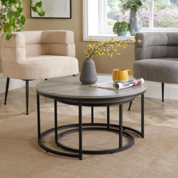 Home Source Grey Round Nest of Tables Set of 2 - Size: 40 x 77 x 77cm - Wilko - thumbnail 6