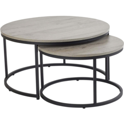 Home Source Grey Round Nest of Tables Set of 2 - Size: 40 x 77 x 77cm - Wilko - thumbnail 3