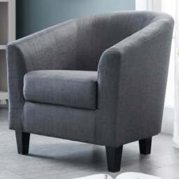 Julian Bowen Hugo Slate Grey Linen Tub Chair - Size: Single - Wilko