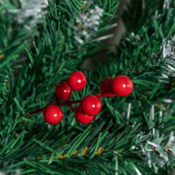 Samuel Alexander Snow Tipped Christmas Garland with Red Berries Cones and Bullet Tips 270cm - Size: 27 x 2.7 x 27cm - Green - Wilko - thumbnail 6