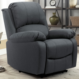 Brooklyn Luxury Dark Grey Linen Manual Recliner Chair - Size: Single - Wilko - thumbnail 1
