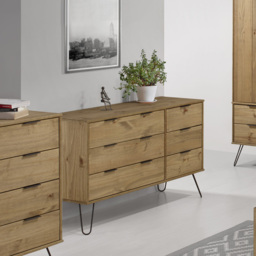 Augusta 6 Drawer Pine Wide Chest of Drawers - Brown - Wilko - thumbnail 6