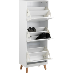 Florence Mitra 3 Flip Down Door White Shoe Cabinet - Size: 133.5 x 47 x 30cm - Furniture To Go - Wilko - thumbnail 7