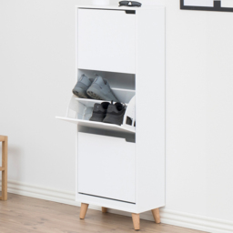 Florence Mitra 3 Flip Down Door White Shoe Cabinet - Size: 133.5 x 47 x 30cm - Furniture To Go - Wilko - thumbnail 1