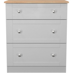 Crowndale Sussex 3 Drawer Grey Ash and Bardolino Oak Deep Chest of Drawers Ready Assembled - Grey Ash & Bardolino Oak - Wilko - thumbnail 3