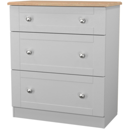 Crowndale Sussex 3 Drawer Grey Ash and Bardolino Oak Deep Chest of Drawers Ready Assembled - Grey Ash & Bardolino Oak - Wilko - thumbnail 4
