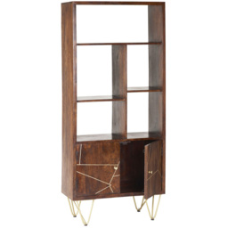 Brooklyn Ozella 2 Door 5 Shelf Dark Gold Large Bookcase - Brown - Wilko - thumbnail 5