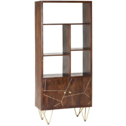Brooklyn Ozella 2 Door 5 Shelf Dark Gold Large Bookcase - Brown - Wilko - thumbnail 3