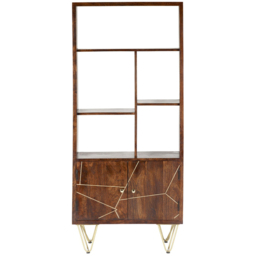 Brooklyn Ozella 2 Door 5 Shelf Dark Gold Large Bookcase - Brown - Wilko - thumbnail 4