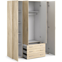 Florence Space 4 Door 3 Drawer Oak Wardrobe - Size: 4 Door, 3 Drawer - Brown - Furniture To Go - Wilko - thumbnail 5