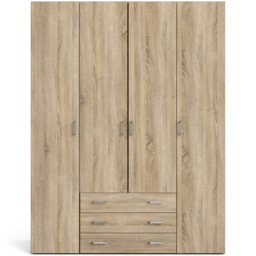 Florence Space 4 Door 3 Drawer Oak Wardrobe - Size: 4 Door, 3 Drawer - Brown - Furniture To Go - Wilko - thumbnail 4