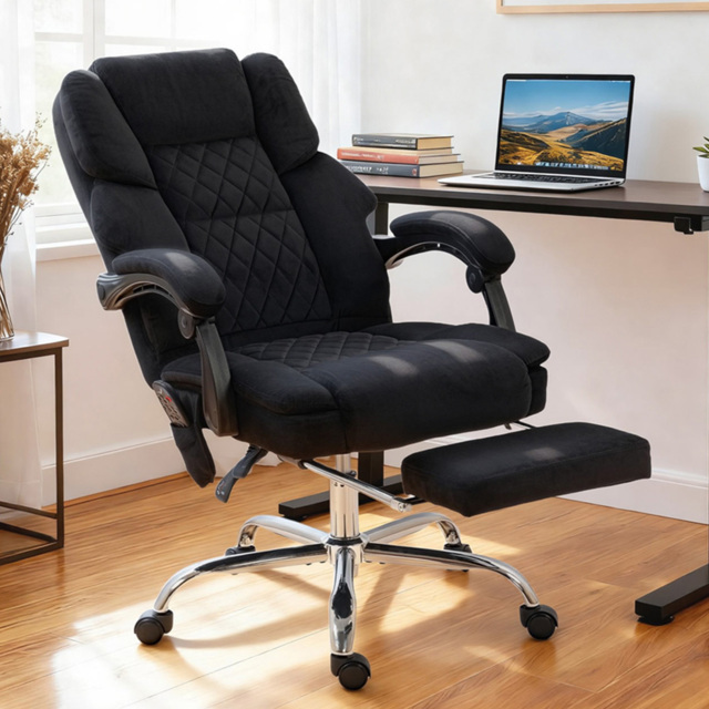 Portland Black Massage and Heat Reclining Office Chair - Size: 118 x 67 x 70cm - Wilko - image 1