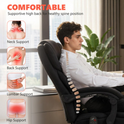 Portland Black Massage and Heat Reclining Office Chair - Size: 118 x 67 x 70cm - Wilko - thumbnail 5