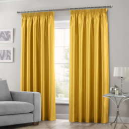 Intimates Faux Silk Ochre Curtains 117 x 189cm - Size: W 117 x D 189cm - Yellow - Wilko