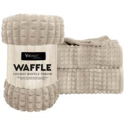 Velosso Mink Waffle Plush Throw 200 x 240cm - Size: 200 x 240 x 1cm - Wilko