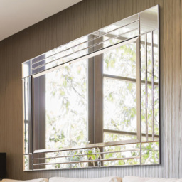 Milton Square Corner Bevelled All Glass Dress Mirror 144 x 115.5cm - Size: 144 x 114cm - Black - MirrorOutlet - Wilko - thumbnail 3