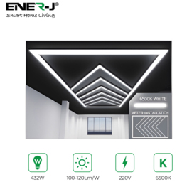 Ener-J 6 Arrow Designer Ceiling Light with Frame - Size: 120 x 40 x 20cm - White - Wilko - thumbnail 5