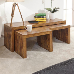 GFW Jakarta Mango Long John Nest of Tables Set of 3 - Size: 39 x 120 x 42cm - Brown - Wilko