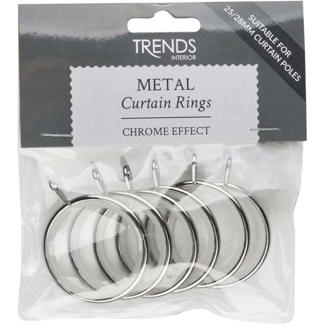 Trends Chrome Metal Curtain Rings 25-28mm - Wilko - image 1