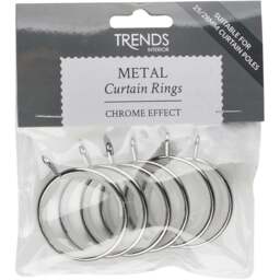 Trends Chrome Metal Curtain Rings 25-28mm - Wilko