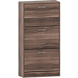 Vida Designs Walnut 3-Drawer Shoe Cabinet Rack - Size: 24cm x 60 x 118cm - Brown - Wilko - thumbnail 3