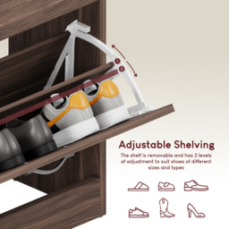 Vida Designs Walnut 3-Drawer Shoe Cabinet Rack - Size: 24cm x 60 x 118cm - Brown - Wilko - thumbnail 7