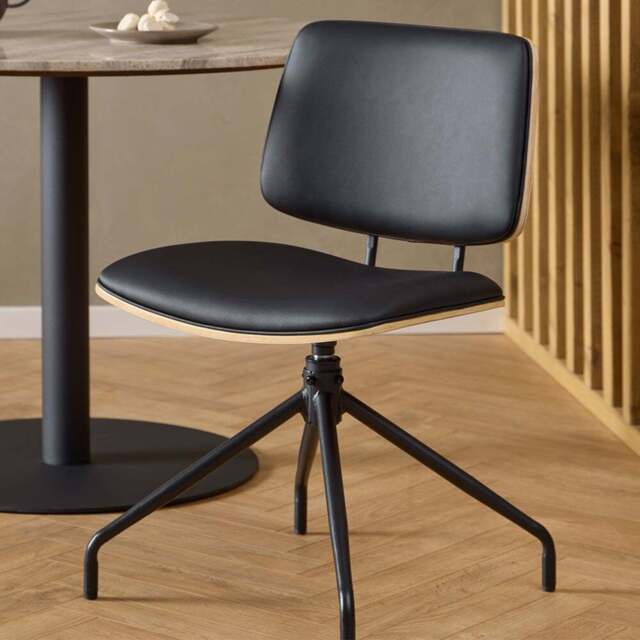 Florence Owen Set of 2 Matt Black Swivel Dining Chair - Furniture To Go - Wilko - image 1