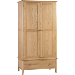 Julian Bowen Cotswold 2 Door Single Drawer Natural Wardrobe - Size: 2 Door, Single Drawer - Brown - Wilko - thumbnail 3