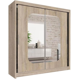 Sliding Wardrobes 4U Marika 2 Door Oak Mirrored Wardrobe 180cm - Brown - Wilko - thumbnail 3