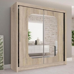 Sliding Wardrobes 4U Marika 2 Door Oak Mirrored Wardrobe 180cm - Brown - Wilko - thumbnail 1