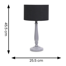 ValueLights Victoria Black Fabric Drum Shade Grey Wood Traditional Stem LED Table Lamp - Size: 45.5 x 25.5 x 25.5cm - Wilko - thumbnail 7