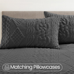 Velosso Single Charcoal Quilted Knit Duvet Set - Wilko - thumbnail 5