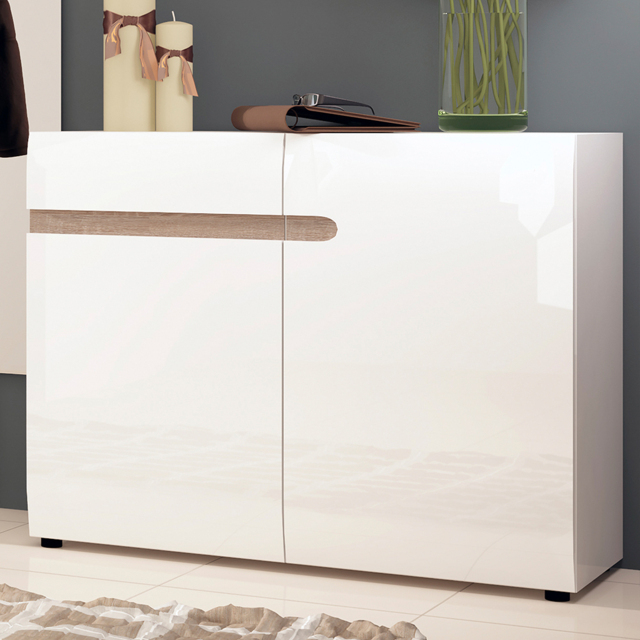 Florence Chelsea 2 Door Single Drawer White Living Sideboard - Size: 42 x 109 x 86cm - Furniture to Go - Wilko - image 1