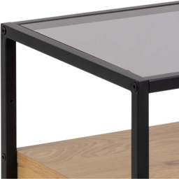 Florence Randolf Single Drawer Single Shelf Black and Oak Smoked Glass Bedside Table - Furniture To Go - Wilko - thumbnail 6