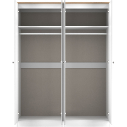 Crowndale Sussex 4 Door White Ash and Bardolino Oak Tall Mirror Wardrobe Ready Assembled - White Ash & Bardolino Oak - Wilko - thumbnail 7