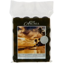 Pack of 20 Tealight Scented Candles Black Coconut and Vanilla - True Aroma - Wilko - thumbnail 1