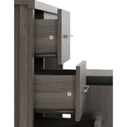 Seconique Lisbon 3 Drawer Black Wood Grain Faux Leather Dressing Table Set - Size: 40 x 90 x 73cm - Wilko - thumbnail 7
