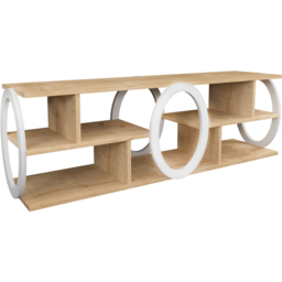 Decorotika Fale 7 Shelf Oak and White Modern TV Unit - Size: 45 x 140 x 35cm - Multi - Wilko - thumbnail 7