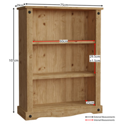 VIDA DESIGNS Corona 3 Shelf Brown Low Bookcase - Wilko - thumbnail 7