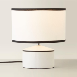 ValueLights Julia Black Trim Ceramic Table Lamp with Linen Shade and Bulb - Size: 27 x 25 x 25cm - White - Wilko - thumbnail 4