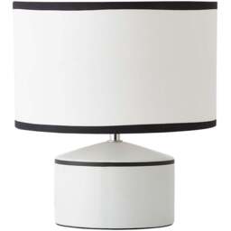ValueLights Julia Black Trim Ceramic Table Lamp with Linen Shade and Bulb - Size: 27 x 25 x 25cm - White - Wilko