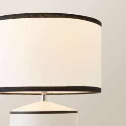 ValueLights Julia Black Trim Ceramic Table Lamp with Linen Shade and Bulb - Size: 27 x 25 x 25cm - White - Wilko - thumbnail 5