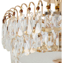 Living and Home Gold Crystal Semi Flush Mount E14 Ceiling Light - Size: 26.5 x 38.5 x 38.5cm - Gold+ Transparent - Wilko - thumbnail 5