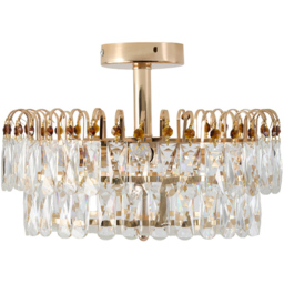 Living and Home Gold Crystal Semi Flush Mount E14 Ceiling Light - Size: 26.5 x 38.5 x 38.5cm - Gold+ Transparent - Wilko - thumbnail 4