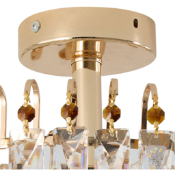 Living and Home Gold Crystal Semi Flush Mount E14 Ceiling Light - Size: 26.5 x 38.5 x 38.5cm - Gold+ Transparent - Wilko - thumbnail 7