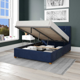 Aspire Hepburn King Size Navy Plush Velvet Ottoman Bed - Blue - Aspire Beds - Wilko - thumbnail 3