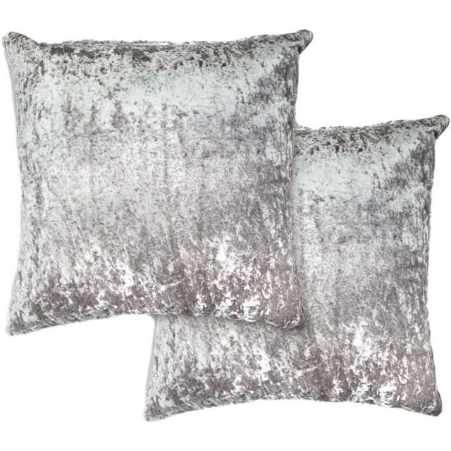 Serene Crushed Velvet Grey Cushion Cover 43 x 43cm - Wilko - image 1